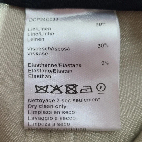 Gerard Darel Paris Linen Blend Pants Women's Size 40FR 8US Ecru Tapered Leg - Picture 4 of 4